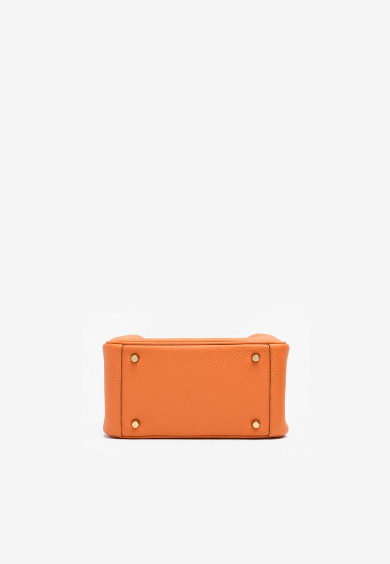 Mini Lindy 20 in Orange Clemence Leather with Gold Hardware