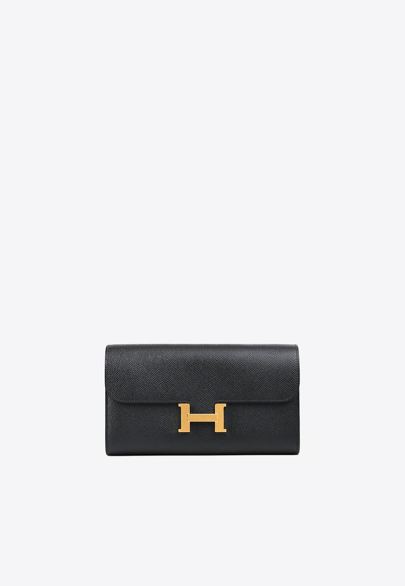 Constance To Go Wallet in Black Epsom with Gold Hardware