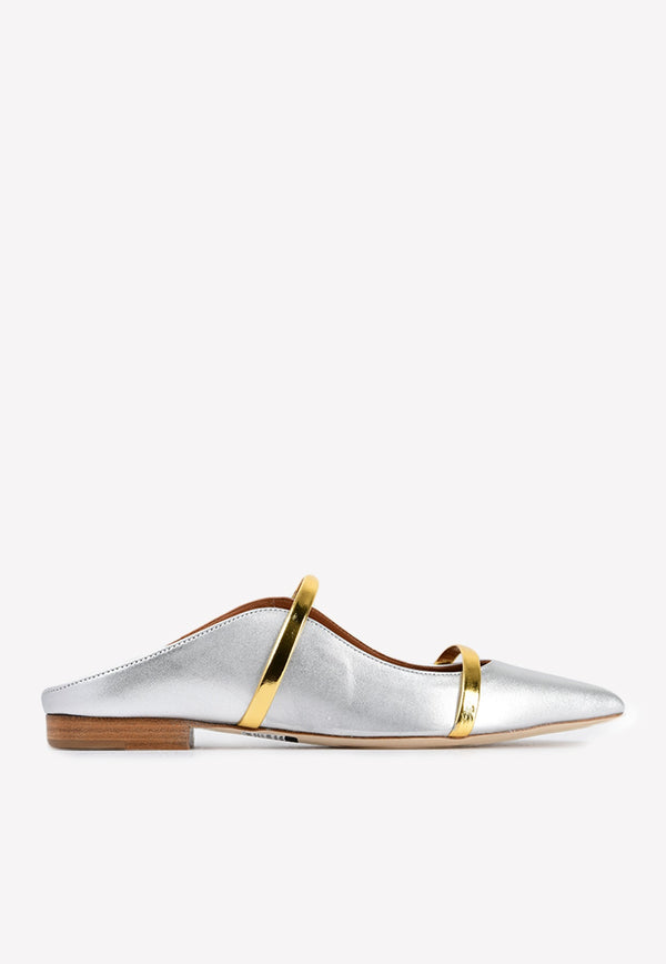 Maureen Flat Mules in Metallic Leather