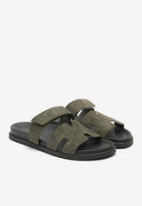 Chypre Sandals in Vert Foret Suede
