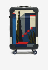 Rolling Mobility Suitcase in Bleu Indigo Regate and Leopard Canvas
