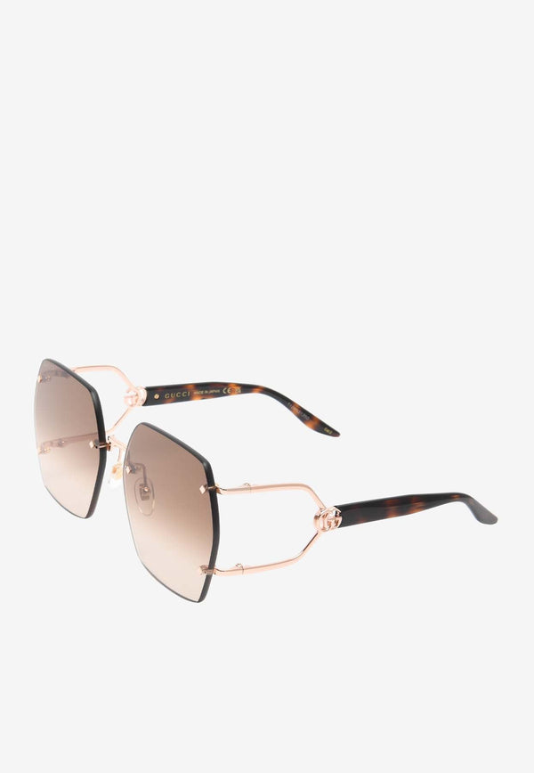 Double GG Geometric Rimless Sunglasses