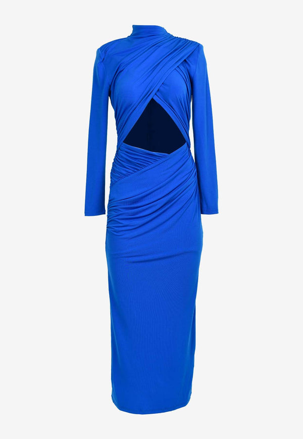 Emelline Draped Midi Dress with Cut-Out Detail