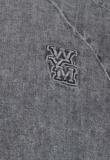 Logo Embroidered Washed Denim T-shirt