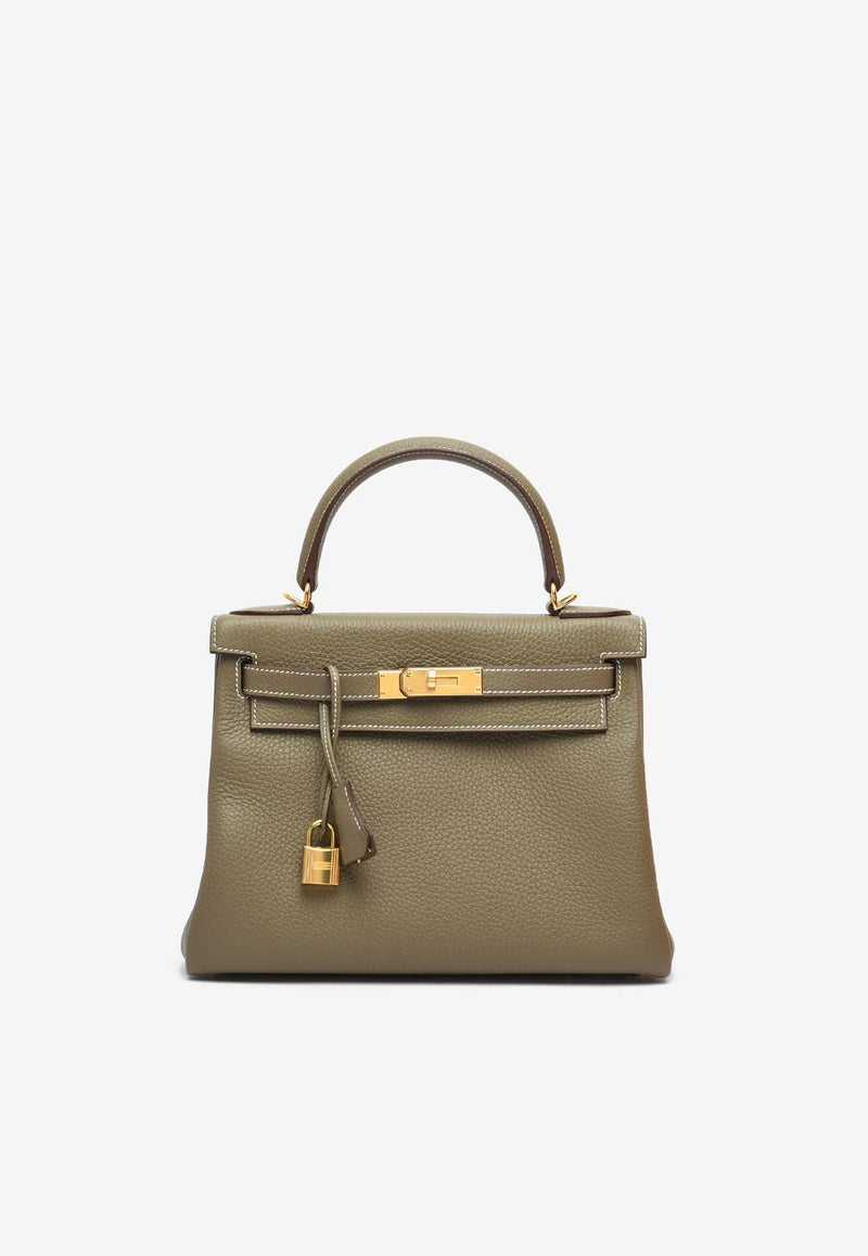 Kelly Retourne 28 in Etoupe Clemence Leather with Gold Hardware