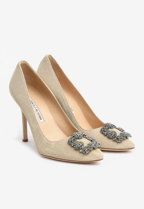 Hangisi 105 Crystal Buckle Glittered Pumps