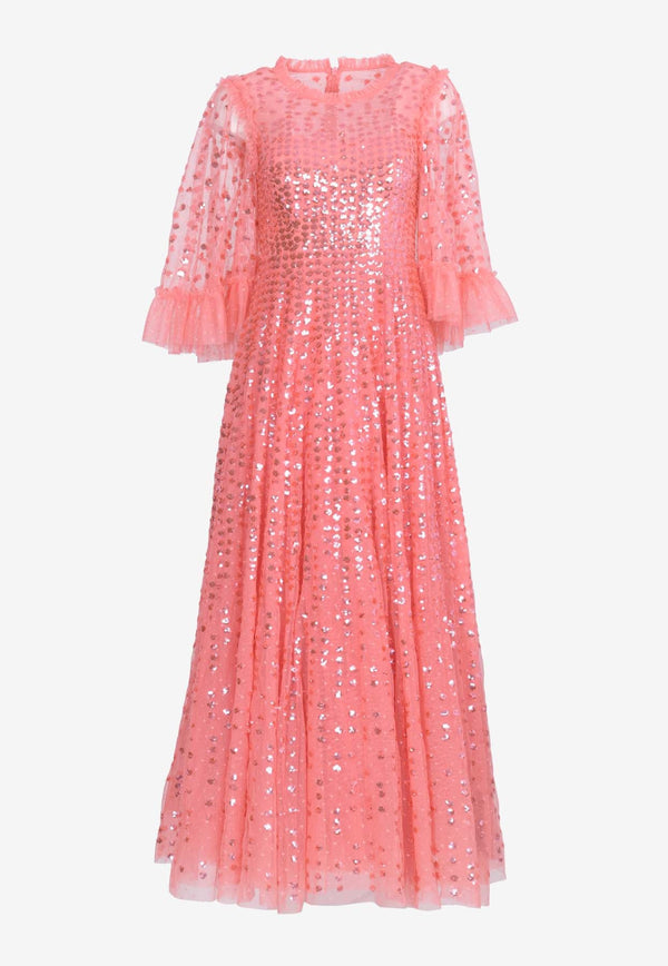 Raindrop Sequins-Embellished Gown