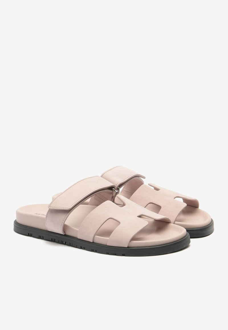 Chypre Sandals in Rose Porcelaine Suede