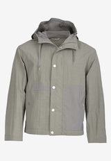 Zipped Hooded Jacket in Technical Crisp Cotton