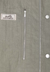 Zipped Hooded Jacket in Technical Crisp Cotton