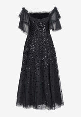 Autumn Leaves Off-Shoulder Sequined Gown