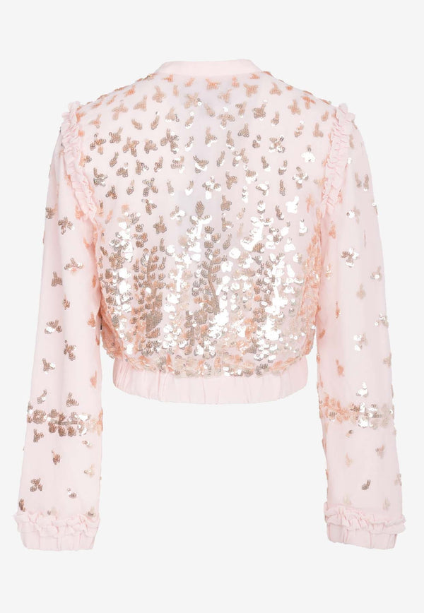 Fern Georgette Sequined Bomber Jacket