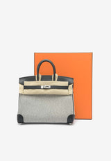 Birkin Quadrille 25 in Black Swift Leather and Ecru, Black Toile with Palladium Hardware