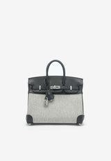 Birkin Quadrille 25 in Black Swift Leather and Ecru, Black Toile with Palladium Hardware