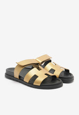 Chypre Sandals in Doré Grained Goatskin