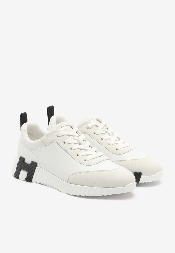 Bouncing Low-Top Sneakers in White Calfskin and Suede