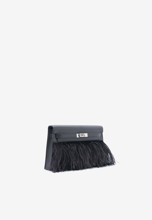 Kelly Elan Folie in Black Chevre Chamkila and Ostrich Feather with Palladium Hardware