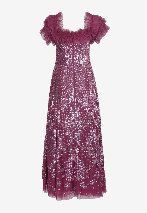 Sequin Embellished Off-Shoulder Gown