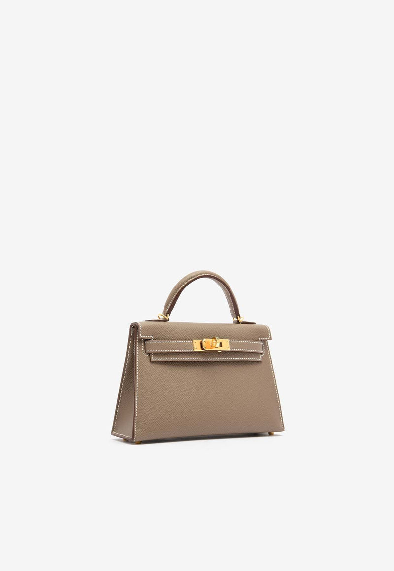 Mini Kelly 20 Sellier in Etoupe Epsom Leather with Gold Hardware