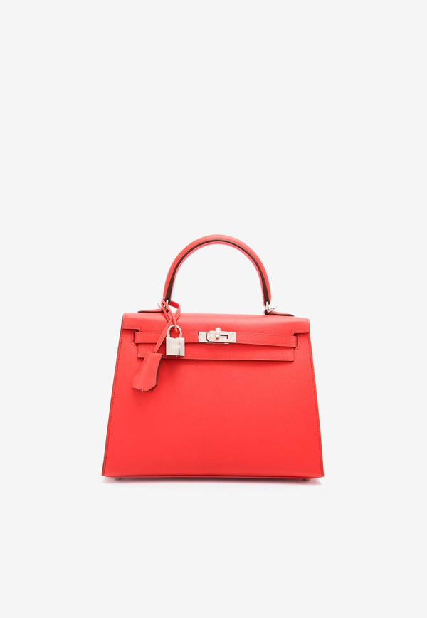 Kelly 25 Sellier in Rouge de Coeur Madame Leather with Palladium Hardware