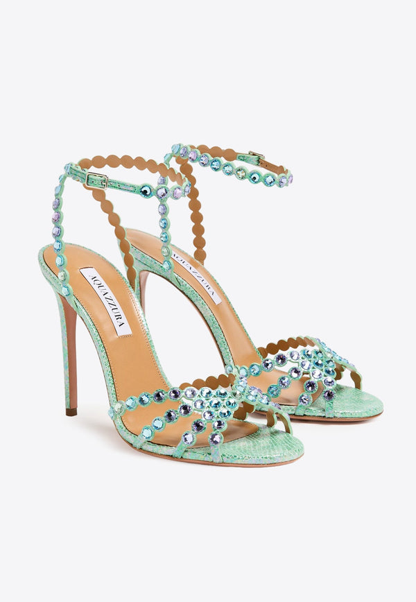 Tequila 105 Crystal-Embellished Sandals in Printed Leather