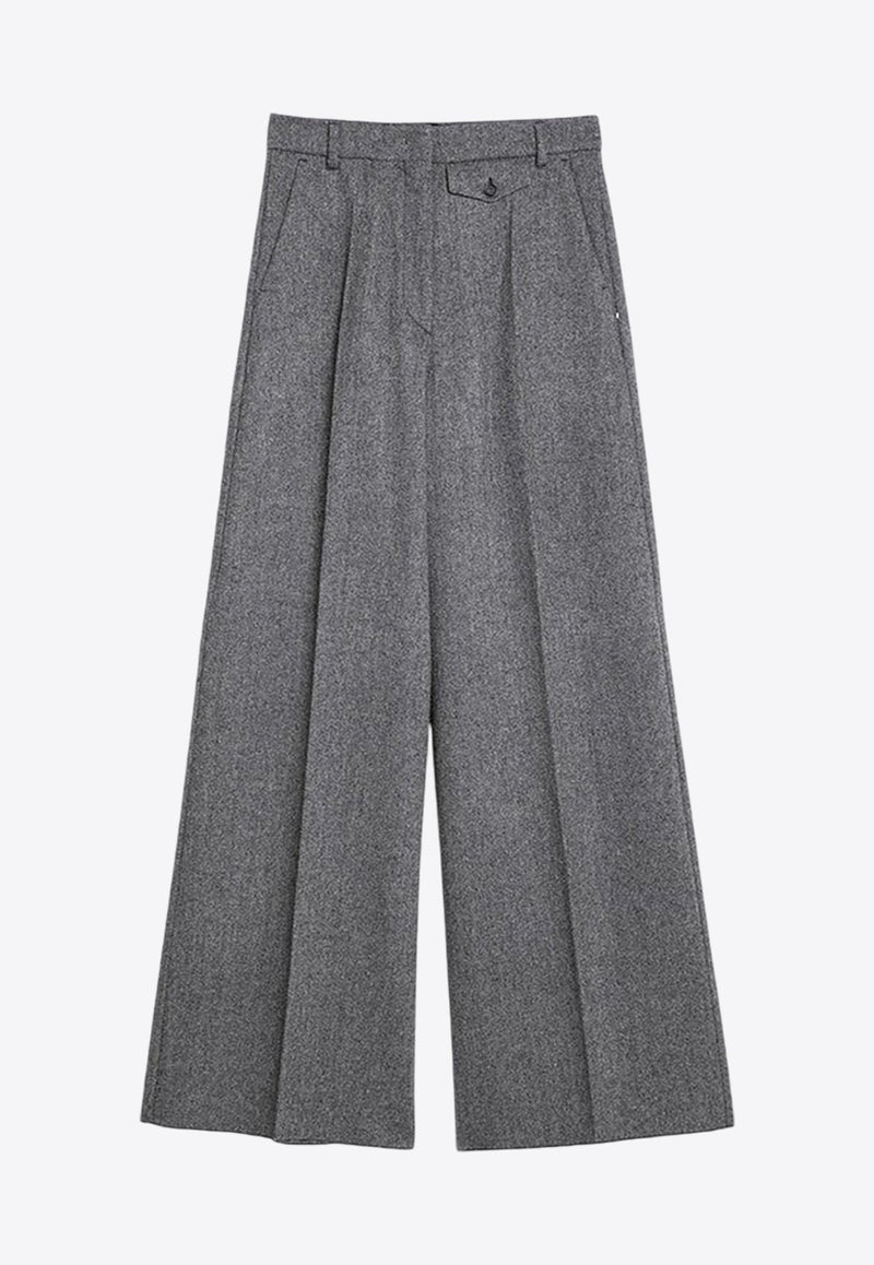 Udente Wool Tweed Wide-Leg Pants