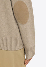 Elbow-Patch Wool Cashmere Cardigan