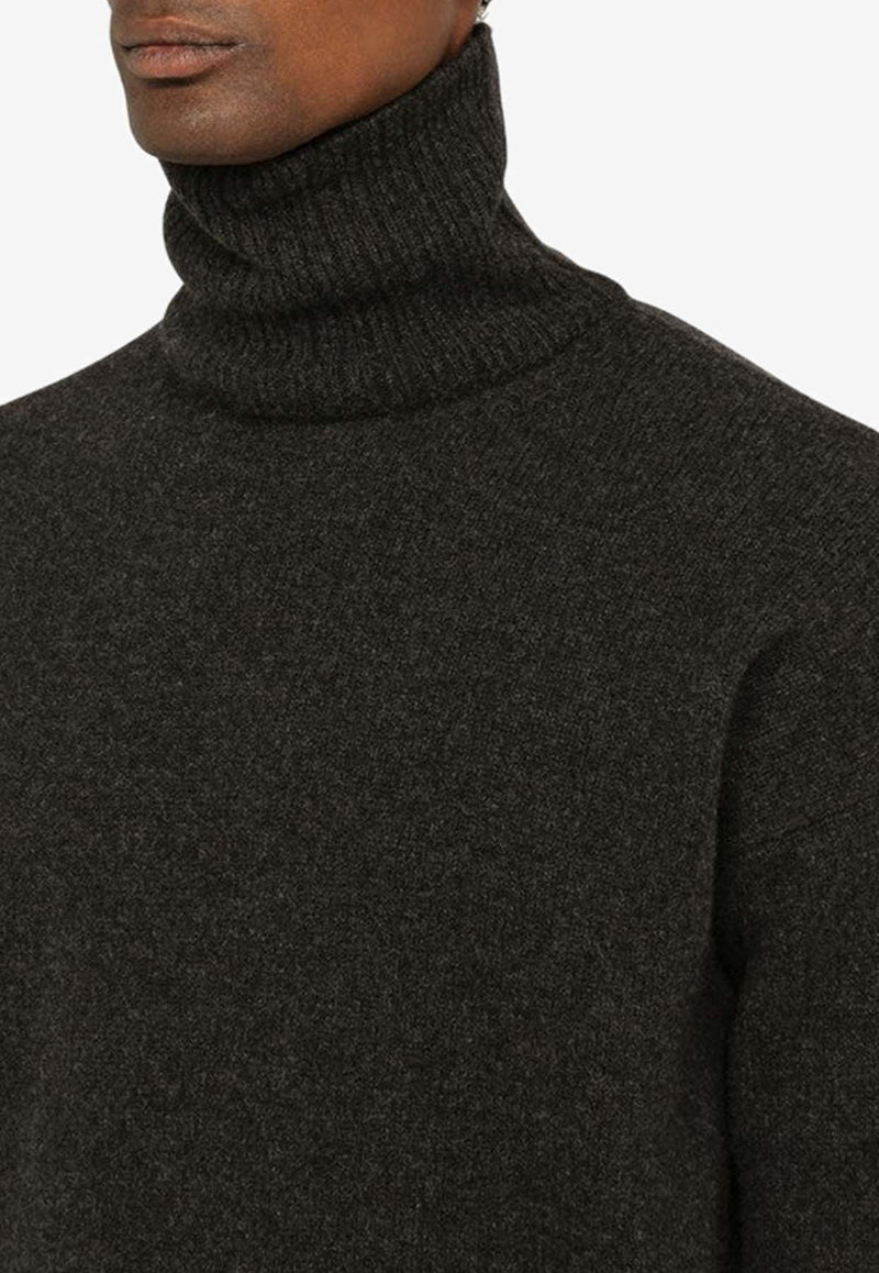 Turtleneck Wool Sweater with Elbow Patches