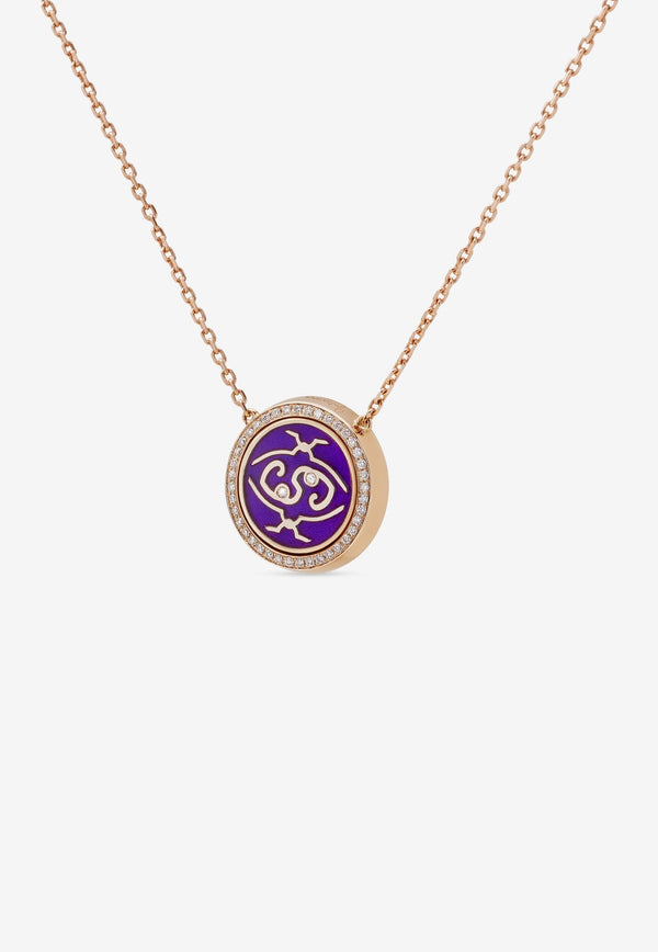 Me Oh Me VIP Full Pavé Purple 18K Rose Gold Diamond Necklace