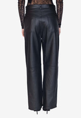 Straight-Leg Leather Pants