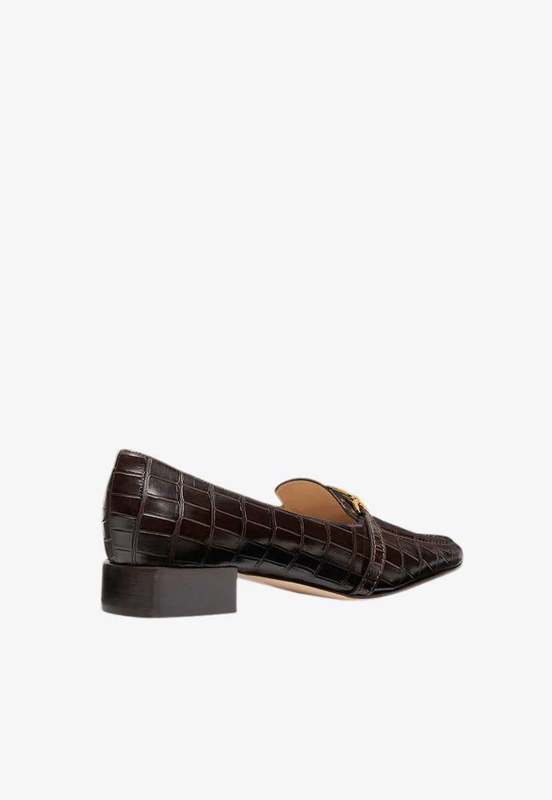 Whitney Croc-Embossed Leather Loafers