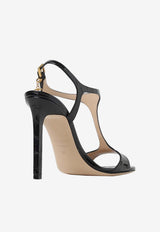 Angelina 105 Croc-Embossed Patent Leather Sandals