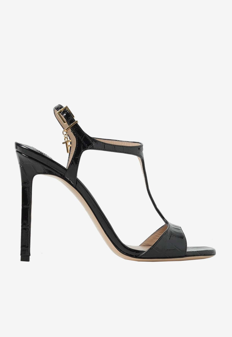 Angelina 105 Croc-Embossed Patent Leather Sandals