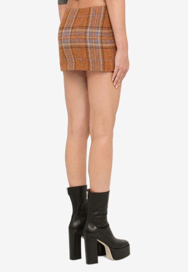 Check Wool Mini Skirt