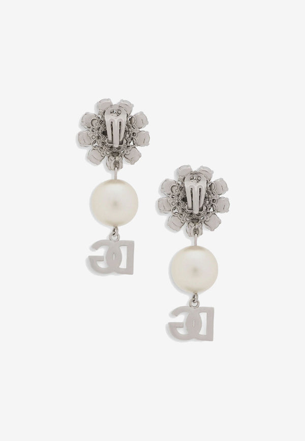 DG Logo Crystal Pearl Earrings