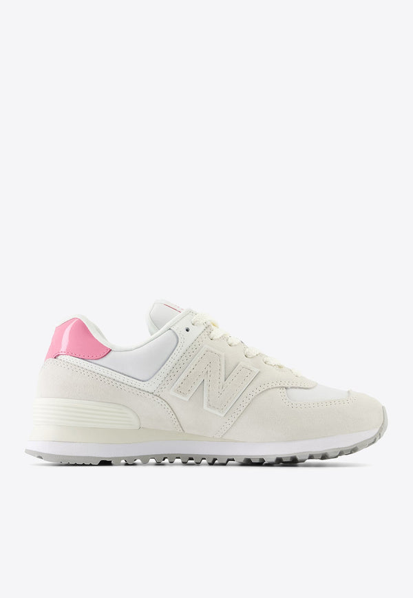574 Low-Top Sneakers in Sea Salt with Real Pink