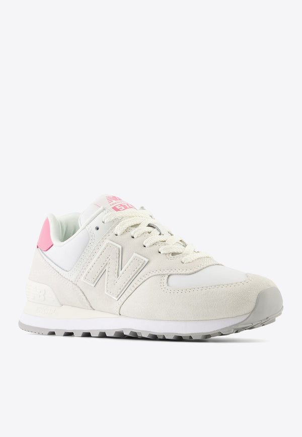 574 Low-Top Sneakers in Sea Salt with Real Pink
