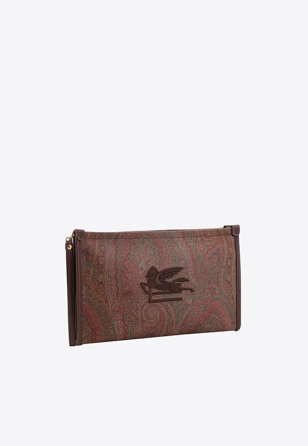 Medium Paisley Embroidered Logo Pouch