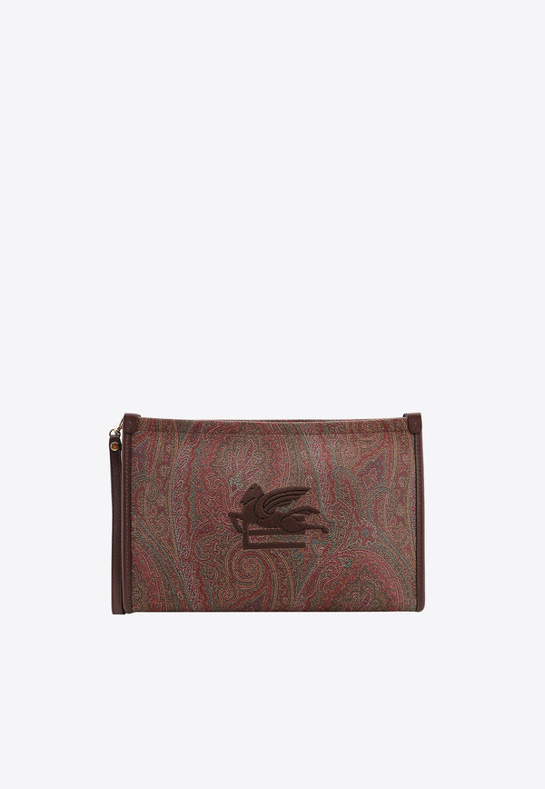 Medium Paisley Embroidered Logo Pouch