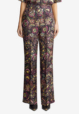 Floral Paisley Print Silk Pants