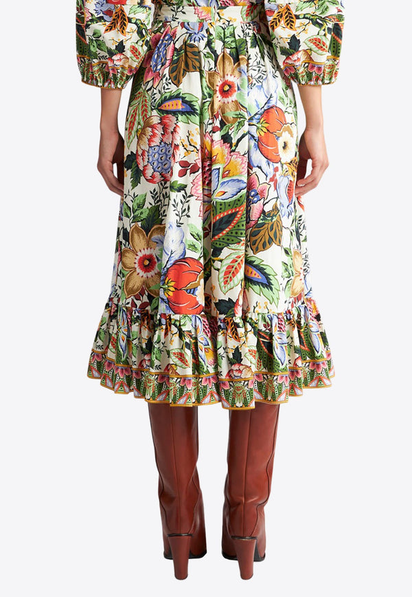 Pleated Poplin Midi Skirt