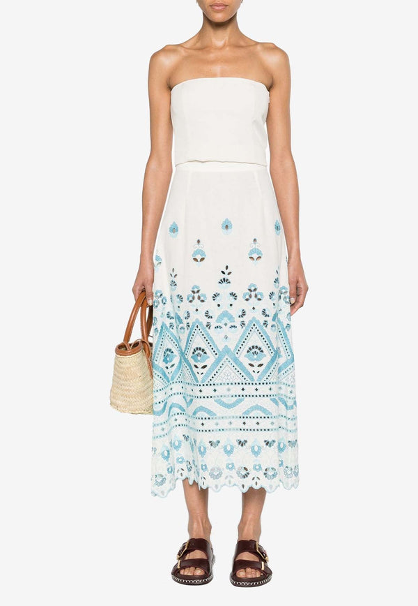 Floral Embroidered Midi Skirt