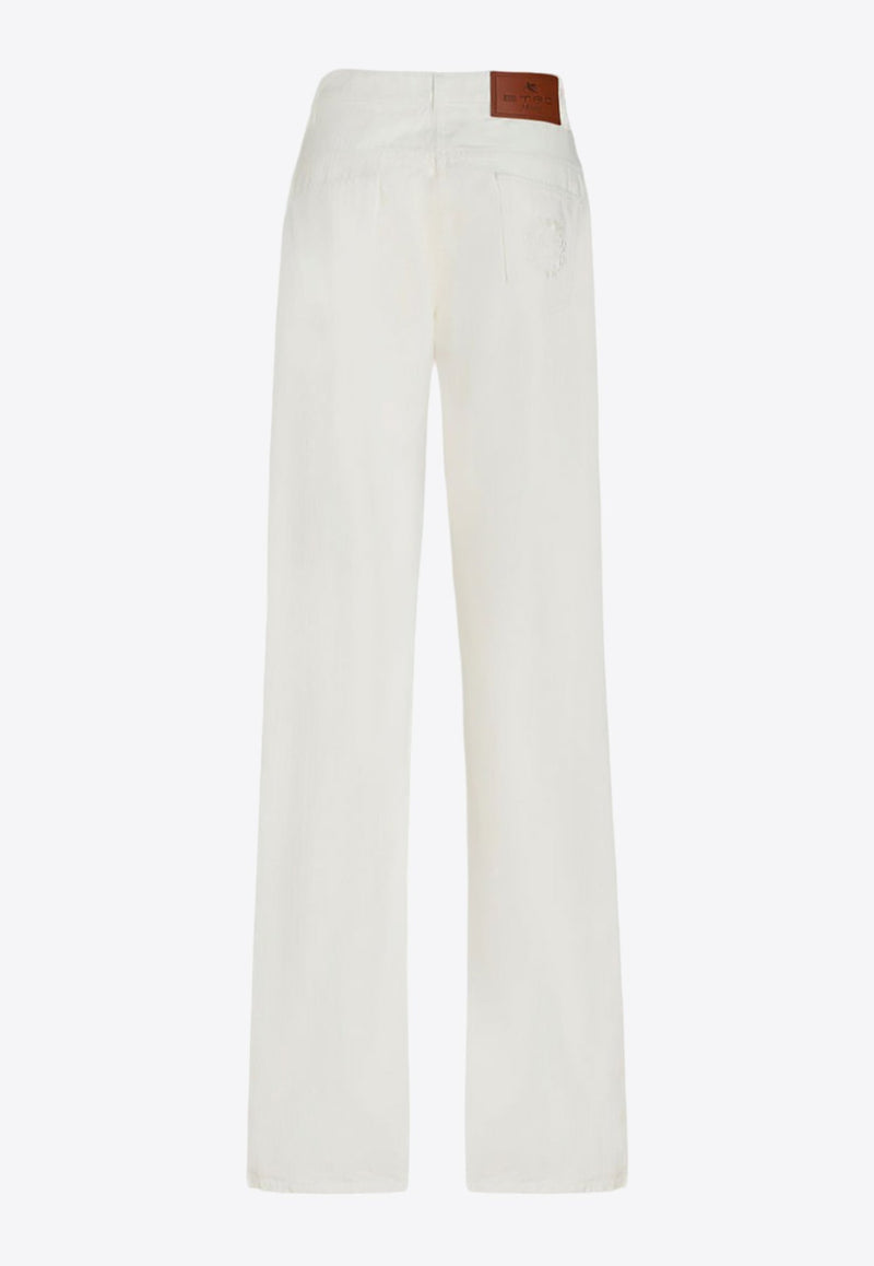 Logo-Embroidered Wide-Leg Jeans