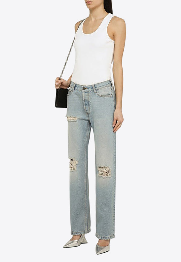 Naomi Distressed Straight-Leg Jeans