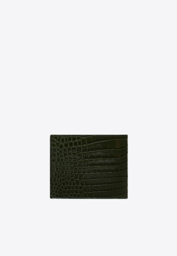 Logo Croc-Embossed Leather Wallet