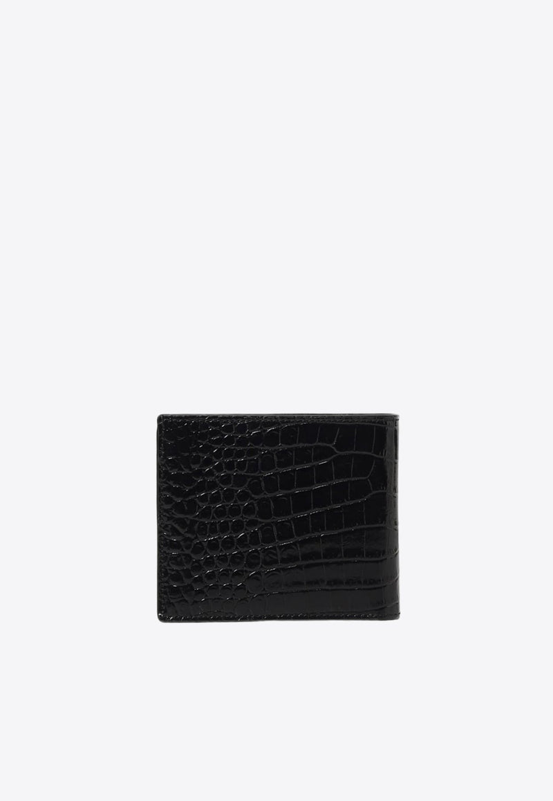 Logo Croc-Embossed Leather Wallet