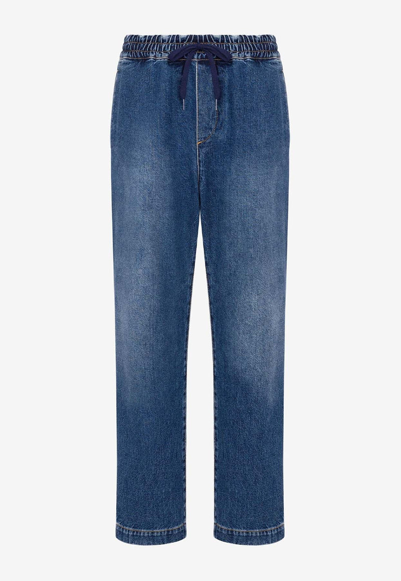 Straight-Leg Drawstring Jeans