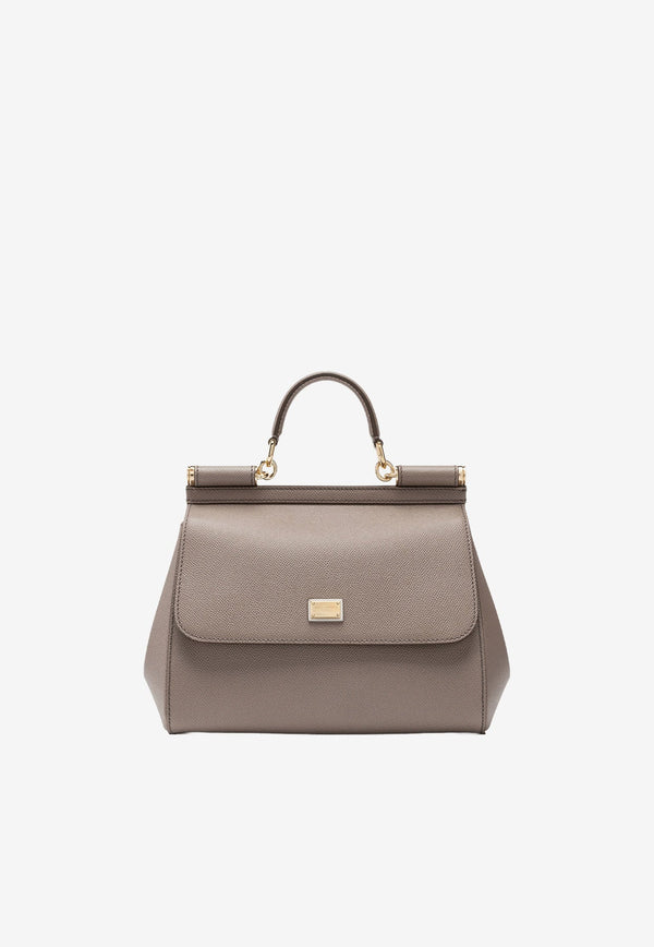 Large Sicily Top Handle Bag in Dauphine Leather