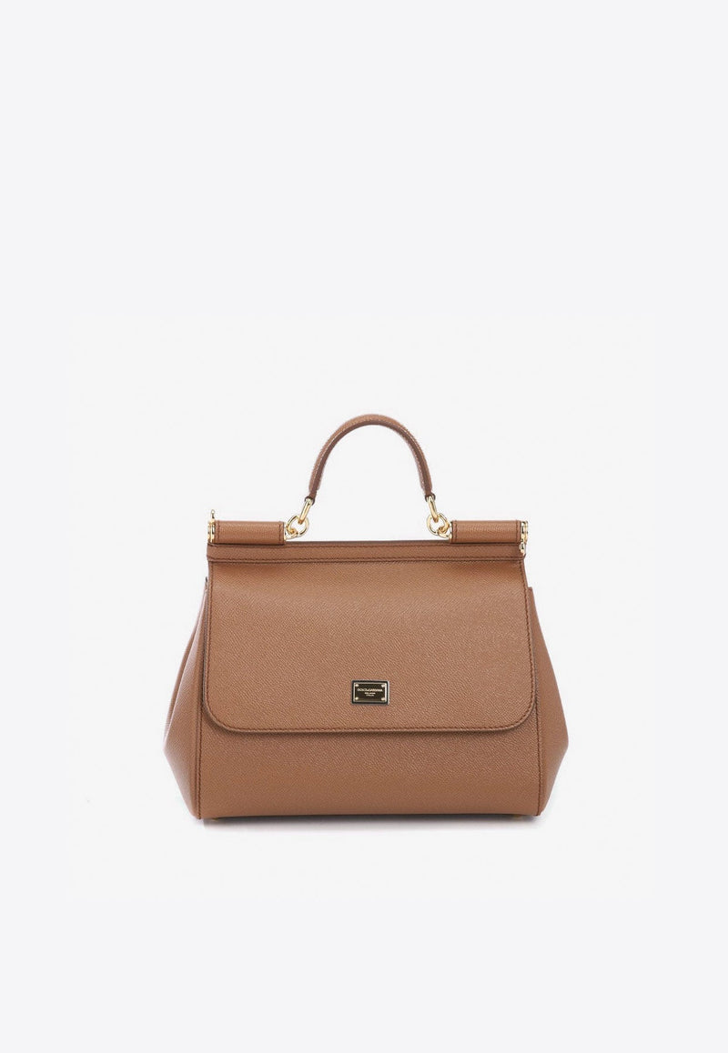 Large Sicily Top Handle Bag in Dauphine Leather