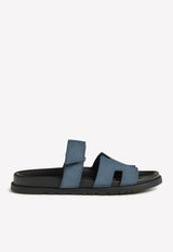 Chypre Sandals in Blue Suede Calfskin